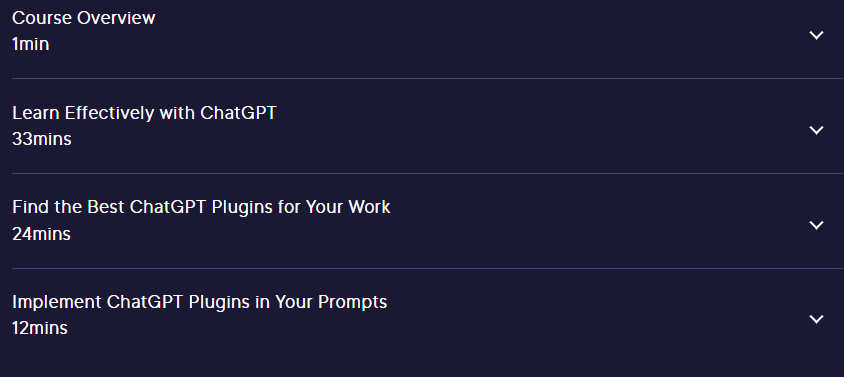 Course topics · Pluralsight — ChatGPT Plugins for IT Professionals 2023-9