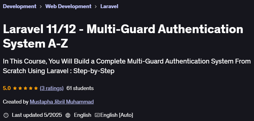 Pictures · Udemy — Laravel 11/12 – Multi-Guard Authentication System A-Z 2025-1