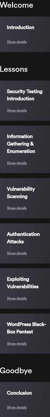 Course topics · INE — Web Application Security Testing: CMS Security Testing 2023-9
