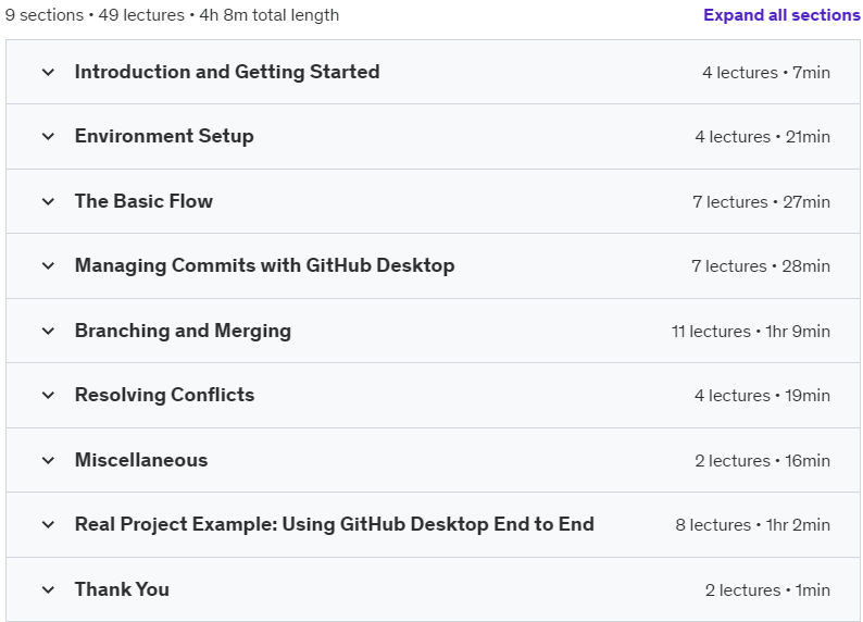 Course topics · Udemy — Complete GitHub Desktop Guide 2024-9
