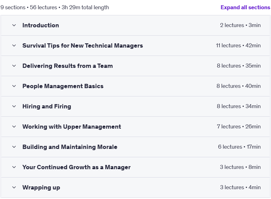 Course topics · Udemy — From Engineer to Technical Manager: A Survival Guide 2022-7