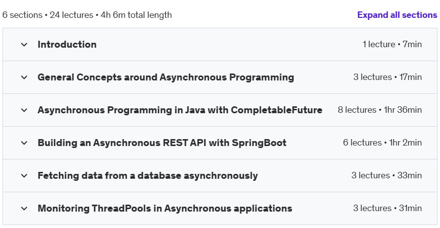 Course topics · Udemy — Practical Asynchronous Java 2023-6