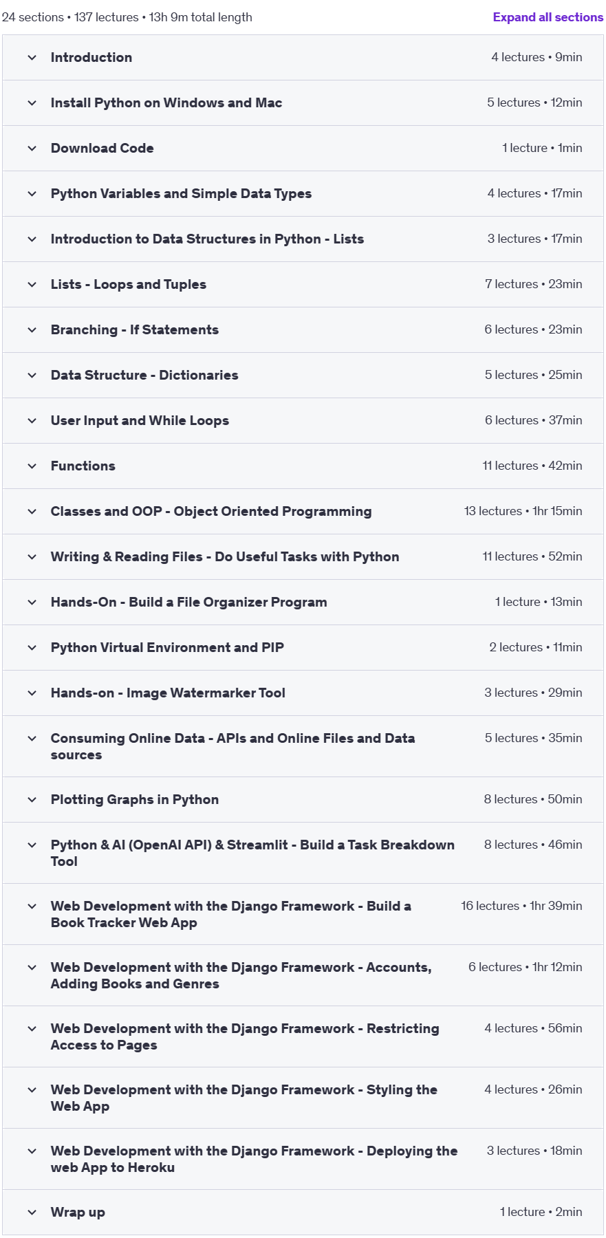 Course topics · Python Mastery: Build Web Apps, Automate Tasks & Explore AI 2024-3