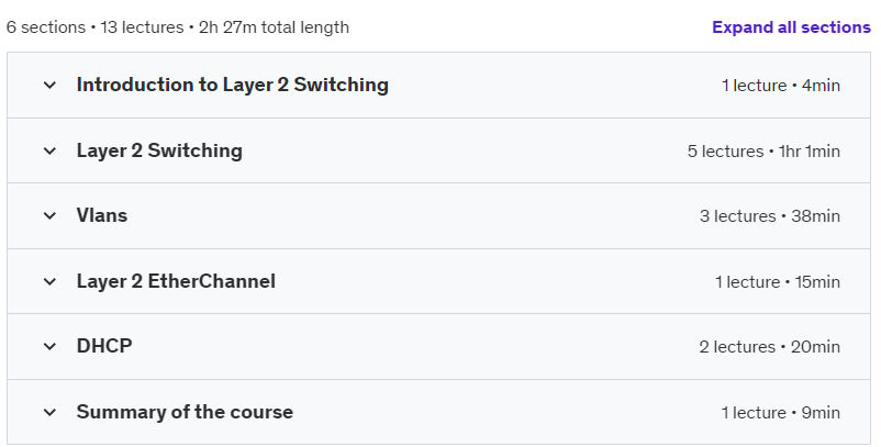 Course topics · Udemy — Lets learn abot Layer 2 Switching 2024-9