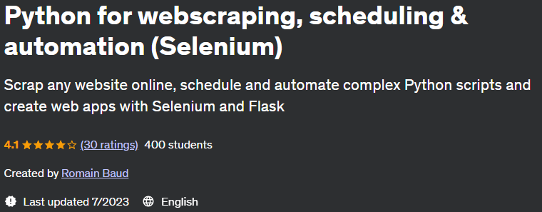Pictures · Udemy — Python for webscraping, scheduling & automation (Selenium) 2023-7