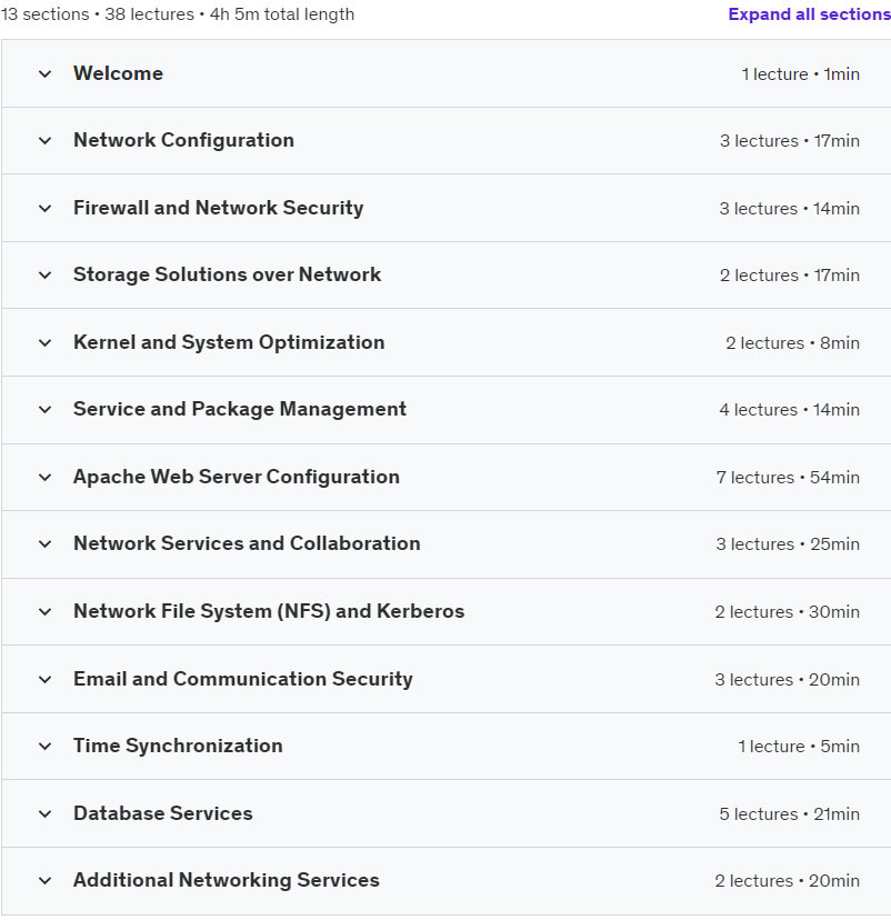 Course topics · Linux Network Administration and Services Deployment 2023-11