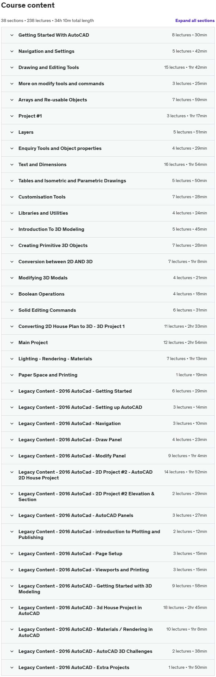 Course topics · AutoCAD Complete Course – Practical Approach 2021-4