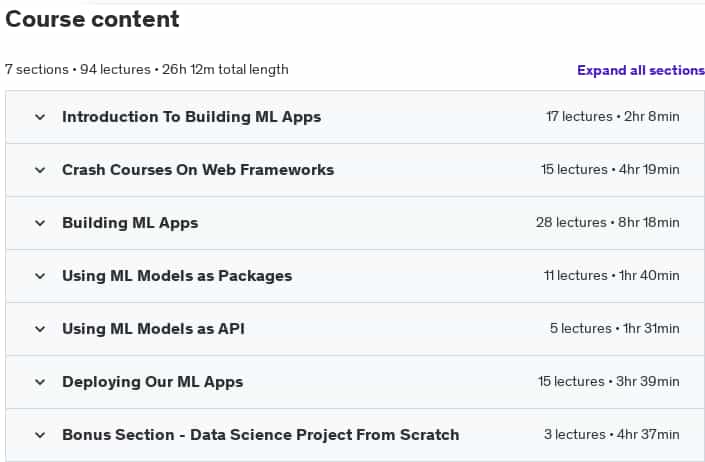 Course topics · Building Machine Learning Web Apps with Python 2021-8