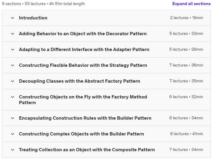 Course topics · Design Patterns in Java Made Simple 2023-4