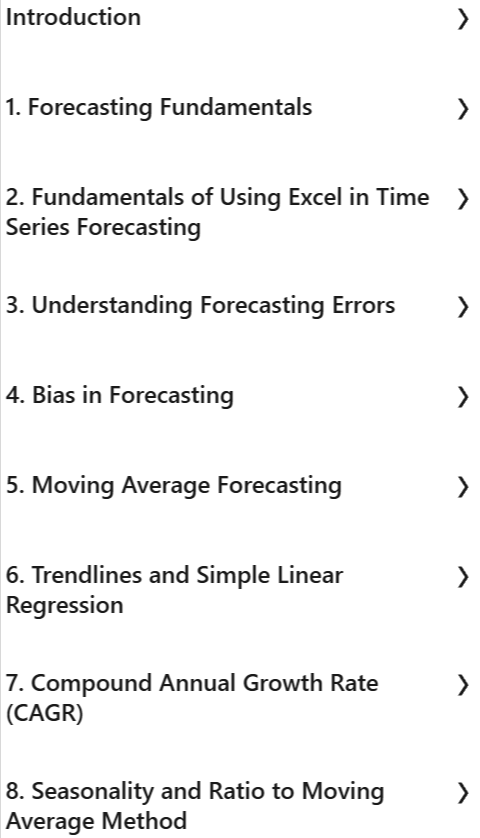 Temas del curso · Análisis de datos de Excel para la cadena de suministro: previsión 2025-5