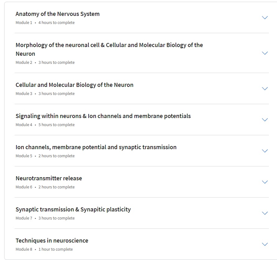 Course topics · Advanced Neurobiology I 2024-4