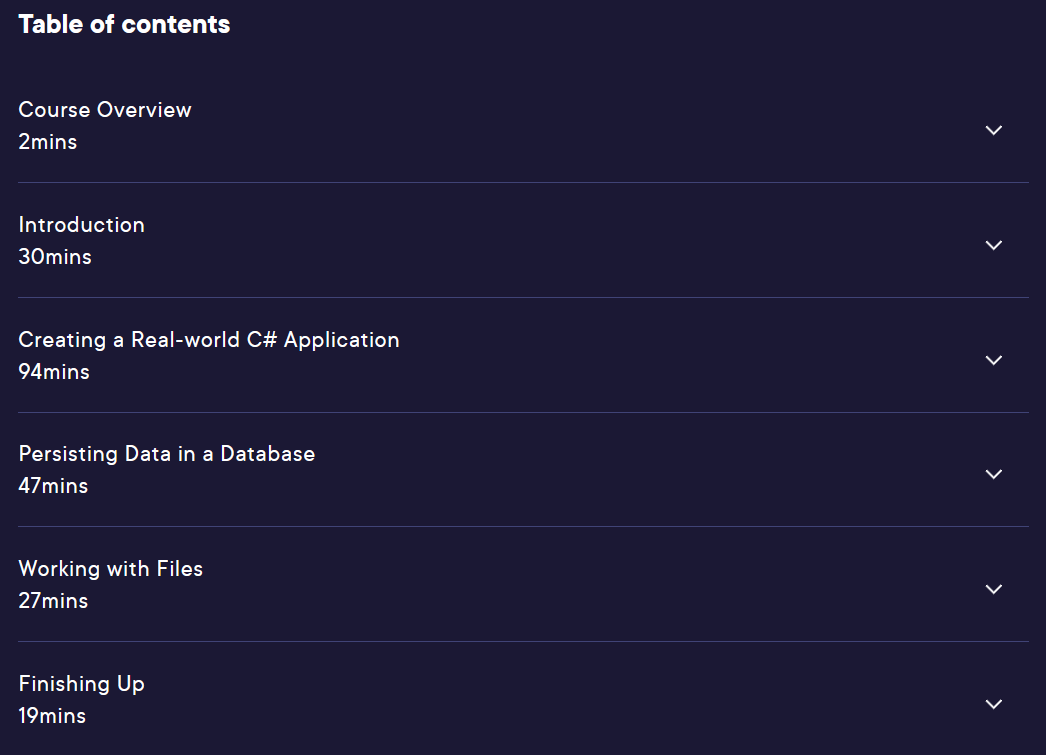 Course topics · Building a Real-world C# 10 Application 2023-6