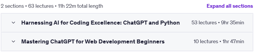 Course topics · Udemy — AI-Driven Web Solutions: Python and ChatGPT Unleashed 2024-1