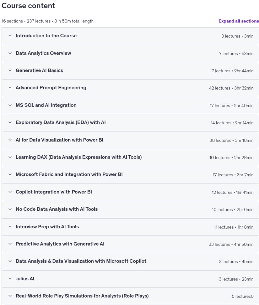 Course topics · AI Powered Data Analytics Mastery – AI Tools & Vibe Coding 2026-1