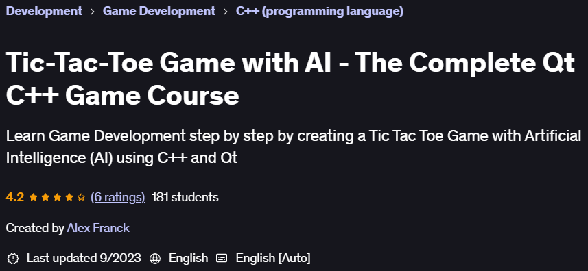 Pictures · Udemy — Tic-Tac-Toe Game with AI – The Complete Qt C++ Game Course 2023-9