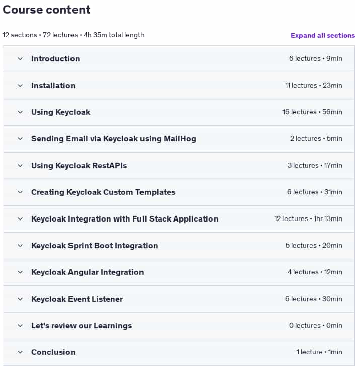 Course topics · Udemy — Keycloak: SSO Course from Zero to Hero 2025-3