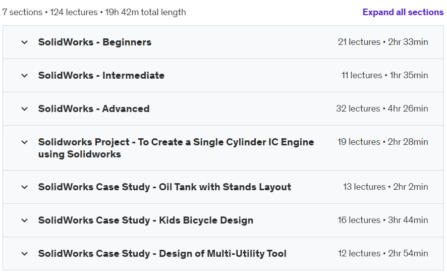 Course topics · SolidWorks Masterclass: From Fundamentals to Specializations 2024-6