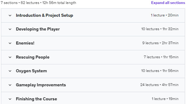 Course topics · Udemy — Godot 4: Design & Code a Retro Atari Style 2D Game, SeaQuest 2023-9
