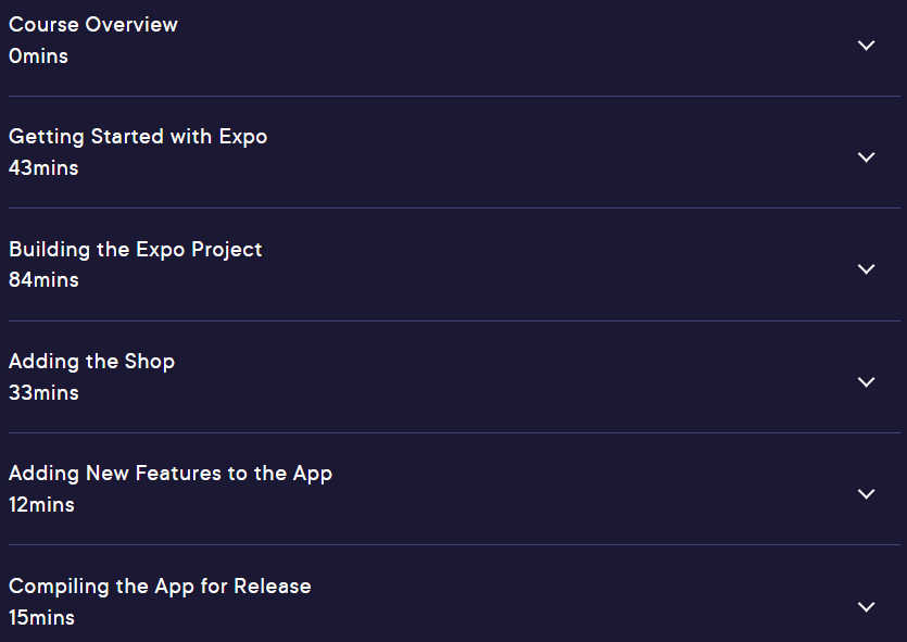 Course topics · React Native with Expo Deep Dive 2024-3