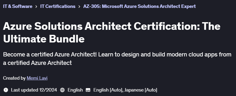 Pictures · Udemy — Azure Solutions Architect Certification: The Ultimate Bundle 2024-11