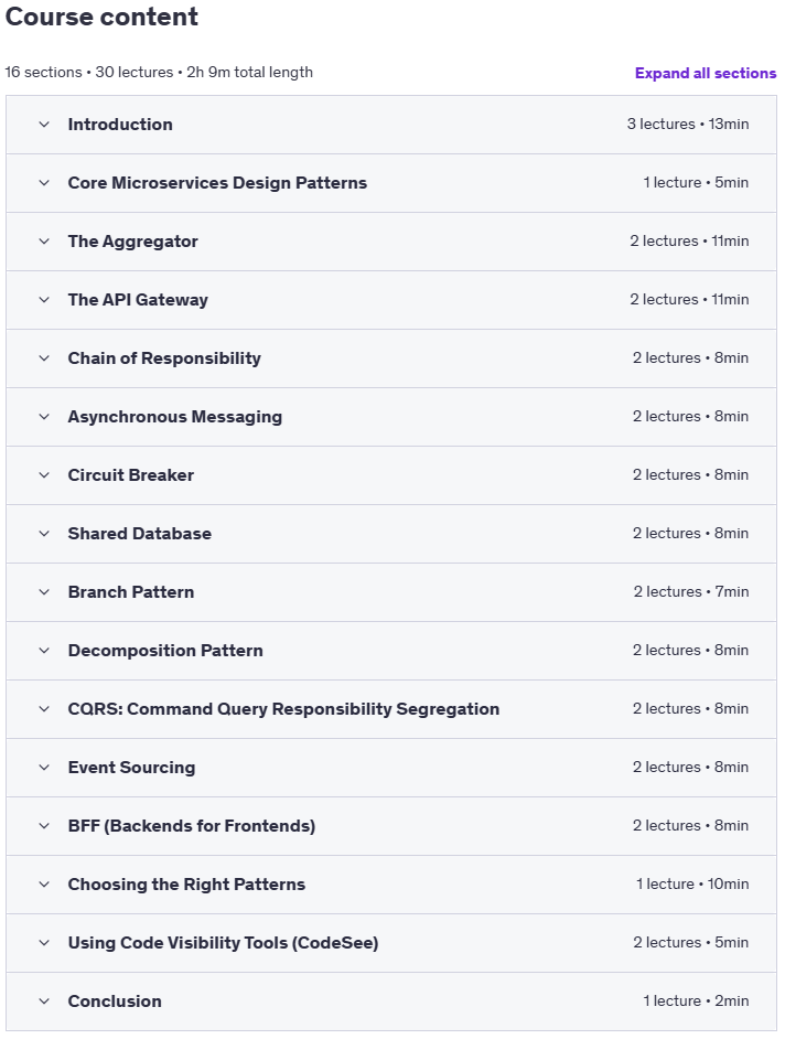 Course topics · Mastering Python Microservices Design Patterns 2025-4