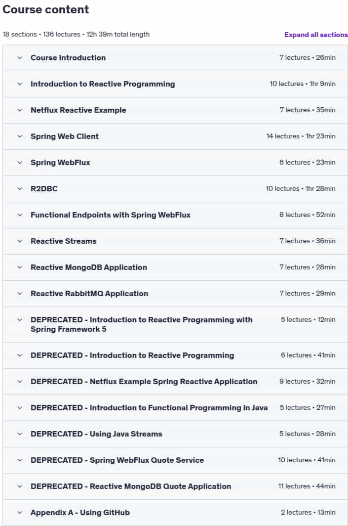 Course topics · Reactive Programming with Spring Framework 5 2025-8