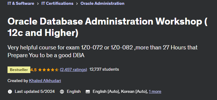 Pictures · Udemy — Oracle Database Administration Workshop ( 12c and Higher) 2020-7