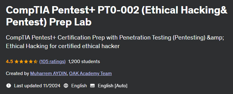 Pictures · Udemy — CompTIA Pentest+ PT0-002 (Ethical Hacking& Pentest) Prep Lab 2024-11
