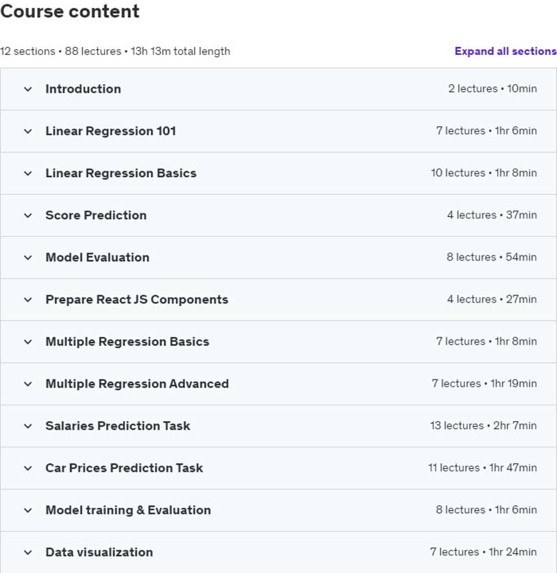 Course topics · Machine Learning Primer with JS: Regression (Math + Code) 2024-5