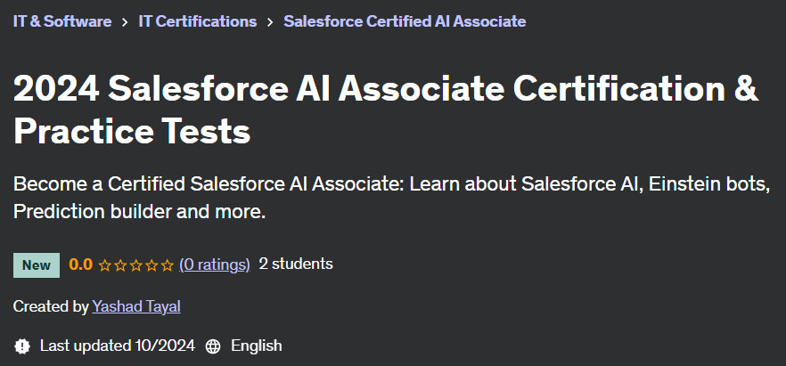 Pictures · Udemy — 2024 Salesforce AI Associate Certification & Practice Tests 2024-10