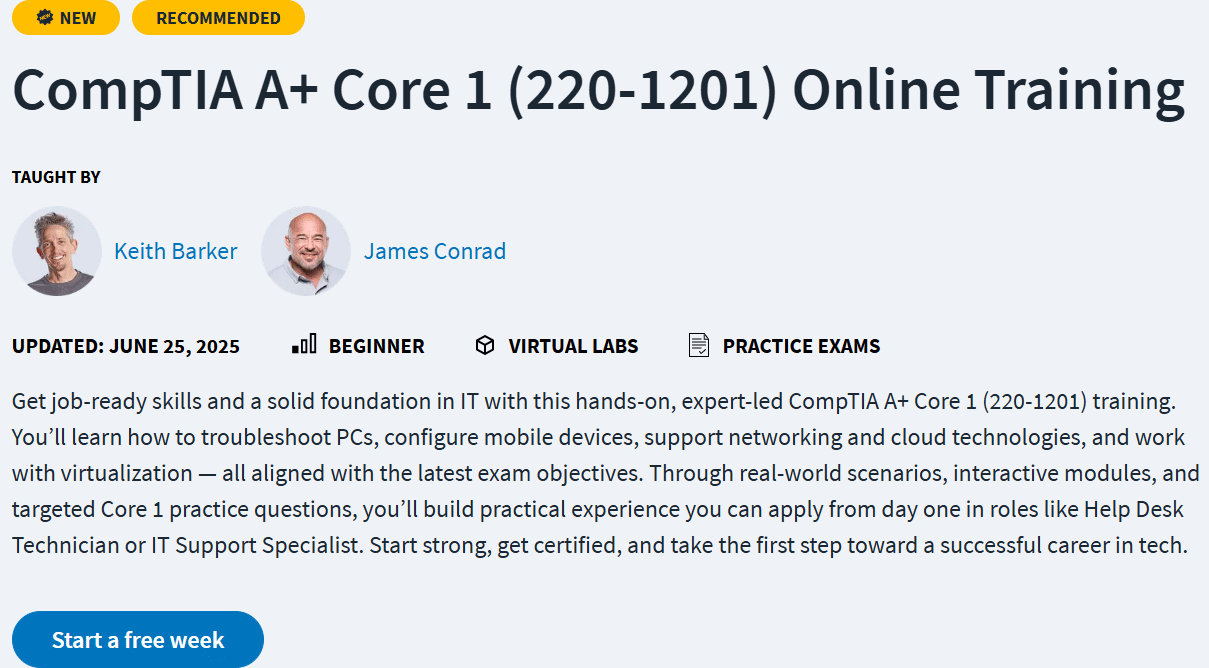 Bilder · CBTNuggets - CompTIA A + Kern 1 (220-1201Online Training 2025-7