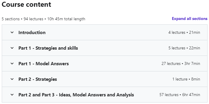 Course topics · Udemy — IELTS Speaking Success – Get a Band 7+ 2022-1