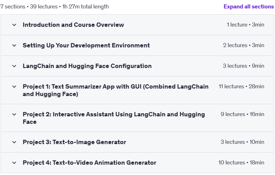 Course topics · Generative AI: Practical LLM, LangChain, Hugging Face 2024-11