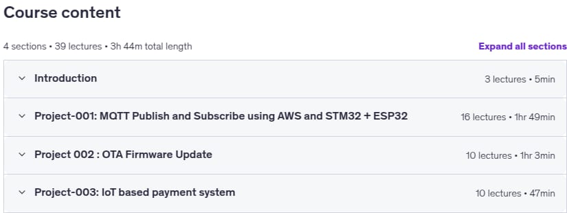 موضوعات الدورة · STM32 AWS IoT Core Bootcamp: MQTT، تحديثات OTA، ESP32 WIFI 2026-1