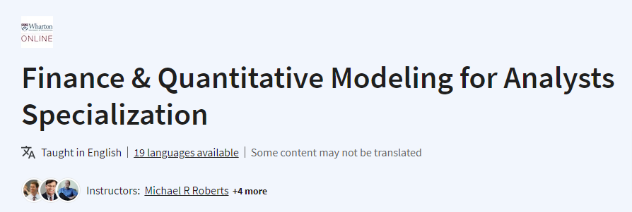 Pictures · Coursera — Finance & Quantitative Modeling for Analysts Specialization 2023-12