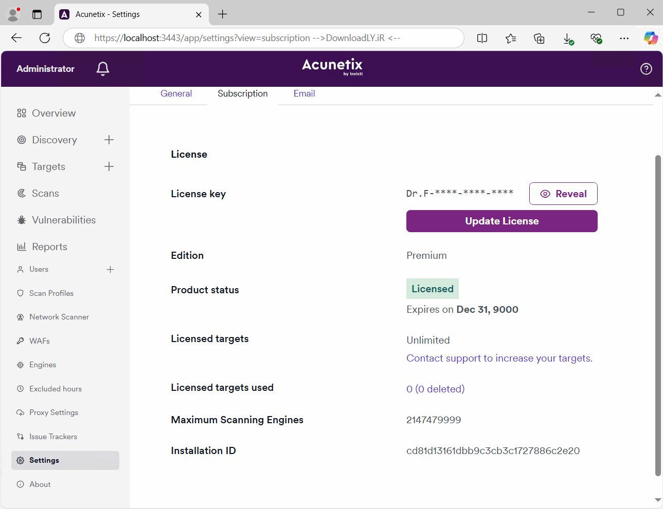 Imágenes · Acunetix Web Vulnerability Scanner 24.8.2