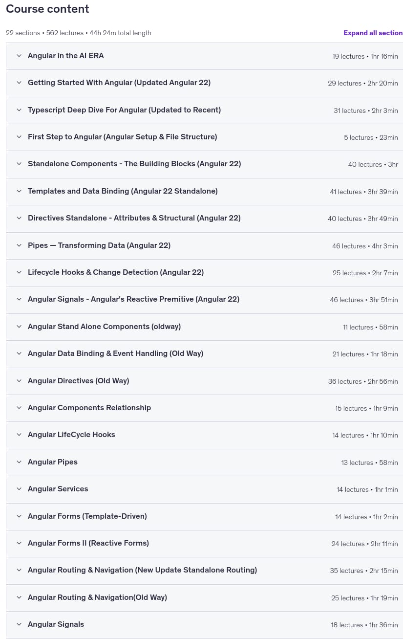 Course topics · Angular 22 Full Course – Complete Zero to Hero Angular 2026 2026-8
