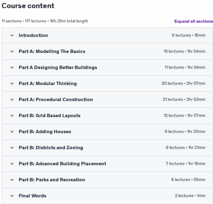 Course topics · Learn to Program & Model Procedural Cities in Unity/Blender 2024-11