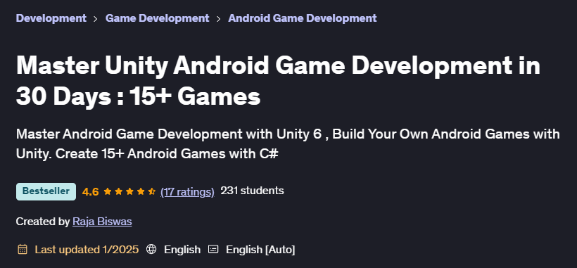 Pictures · Udemy — Master Unity Android Game Development in 30 Days : 15+ Games 2025-1