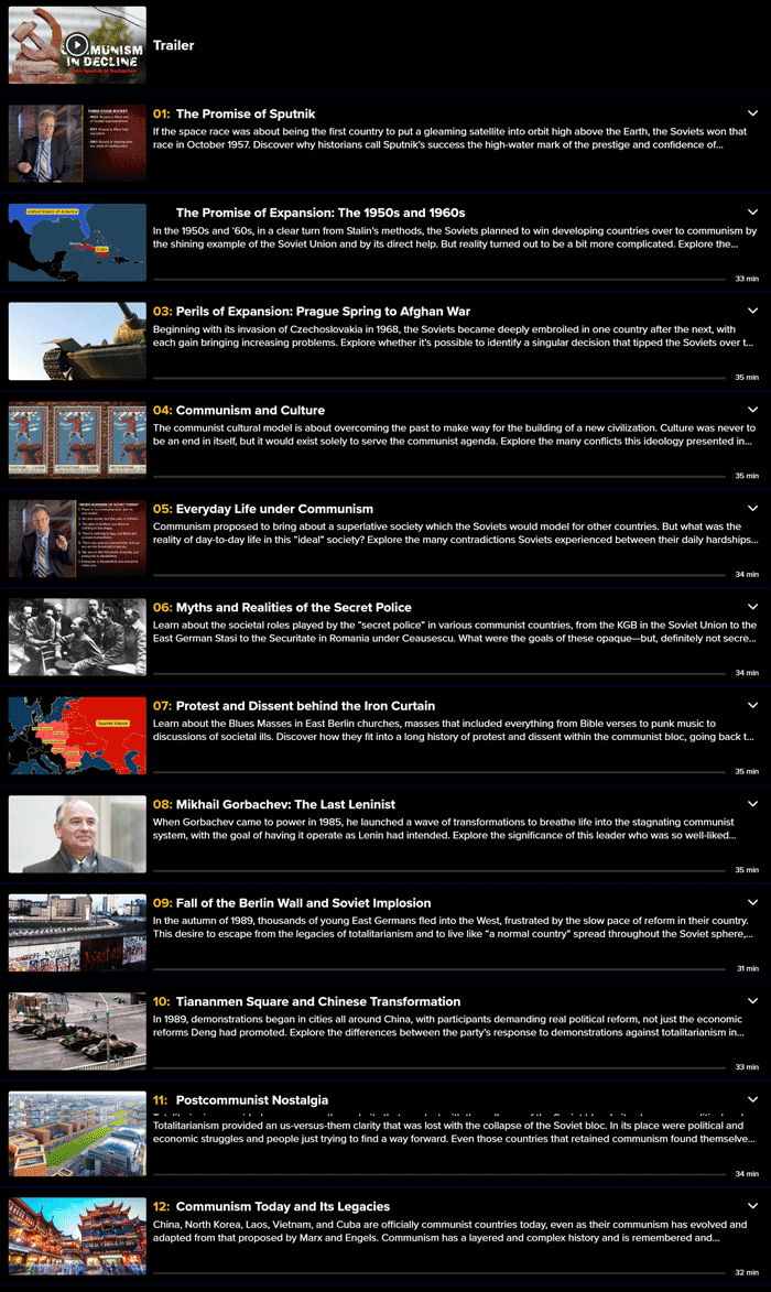 Темы курса · «Великие курсы плюс — коммунизм в падении: от Sputnik до Горбачева» 2024-9
