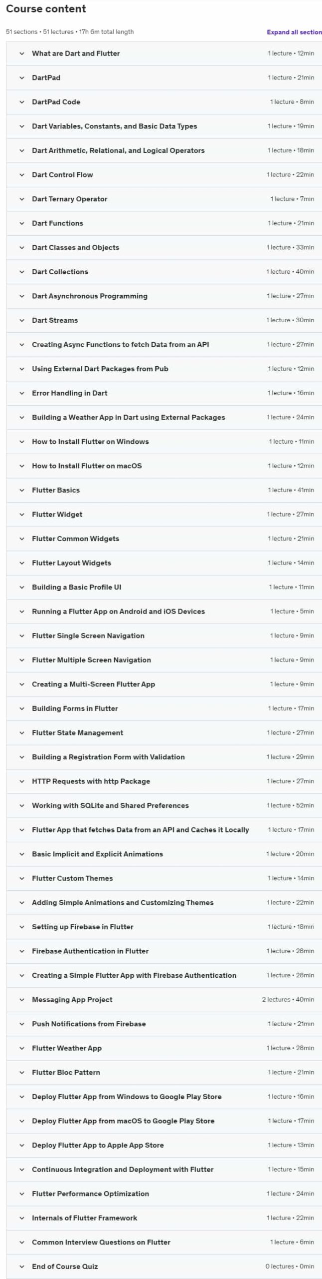 Course topics · Udemy — Flutter: Build, Test, Deploy Mobile Apps for iOS and Android 2024-10