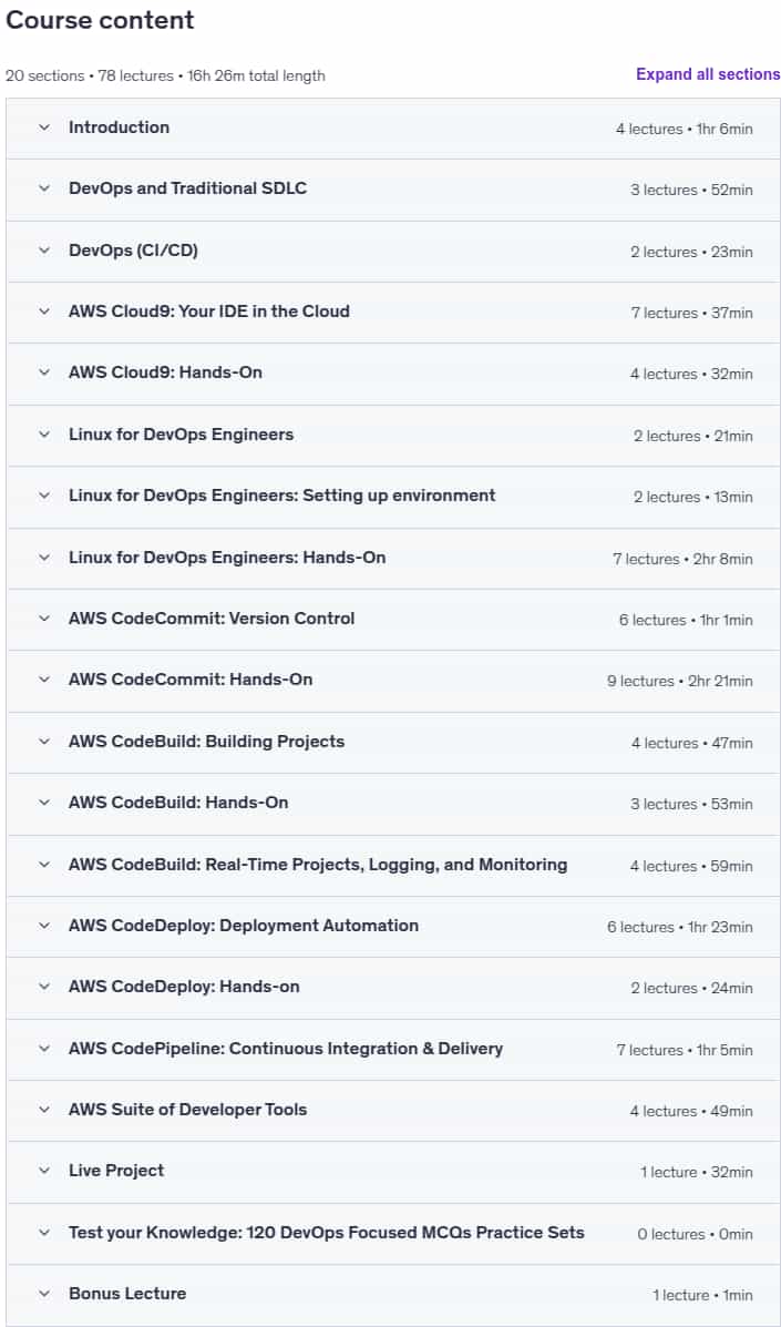 Course topics · AWS DevOps & CI/CD with AWS CodePipeline for Engineers 2025-3