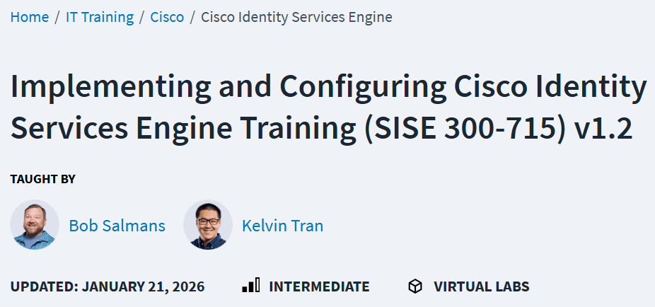이미지 · CBTNuggets - Cisco Identity Services 엔진 훈련 (SISE)의 구현 및 구성 300-715V1에 대하여2 2026-2