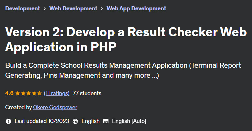 Pictures · Udemy — Version 2: Develop a Result Checker Web Application in PHP 2023-10