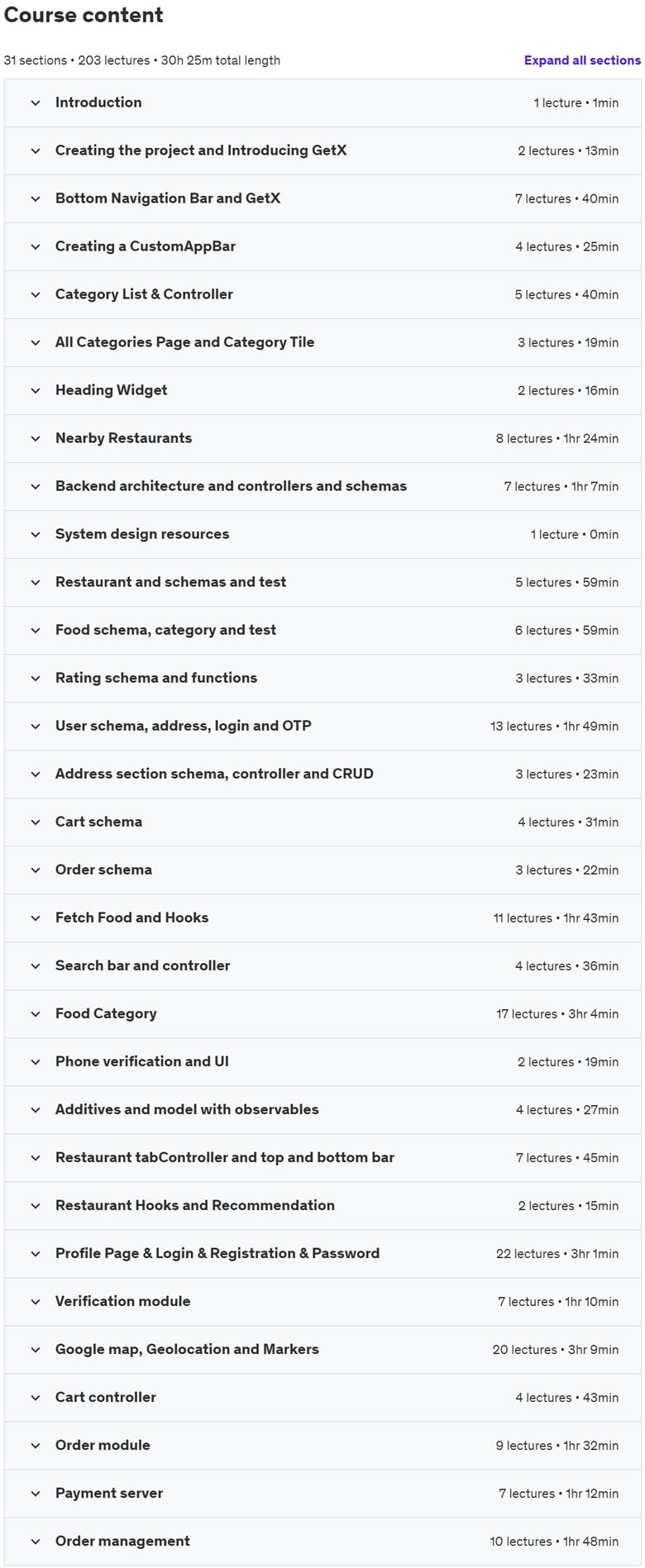 Course topics · Flutter Multi Vendor App [2024] Edition 2024-5
