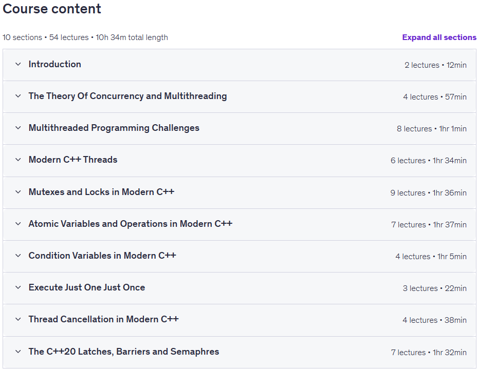 Course topics · Enjoy The Fundamentals of Multithreading with Modern C++ 2025-11