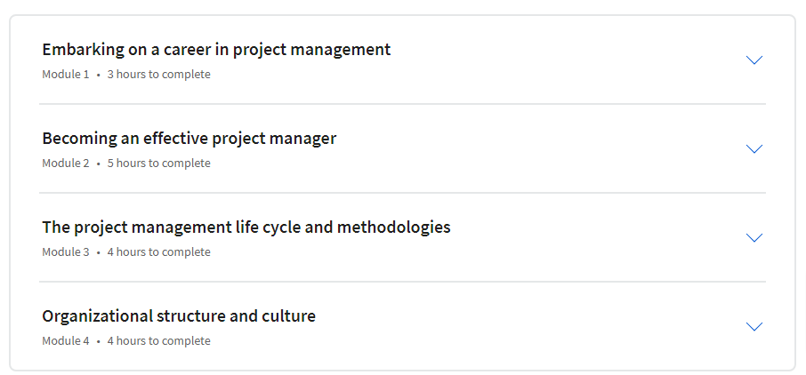 Course topics · Coursera — Foundations of Project Management 2023-11