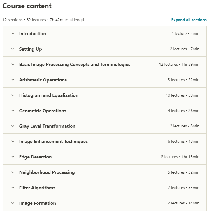 Course topics · Udemy — C ++Image Processing From Ground Up™ 2020-9
