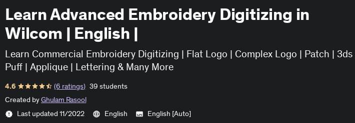 Bilder · Lernen Sie Advanced Embroidery Digitizing in Wilcom Englisch 2022-11