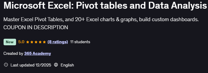 图片 · Microsoft Excel: Pivot 表和数据分析 2025-12